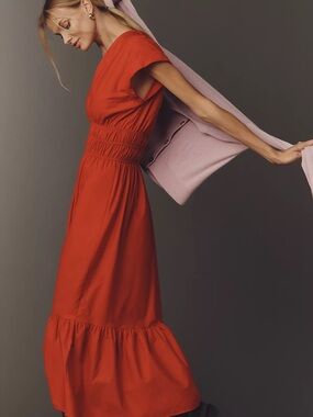 Maeve Cap Sleeve V Neck Midi Dress Sold Out Style
